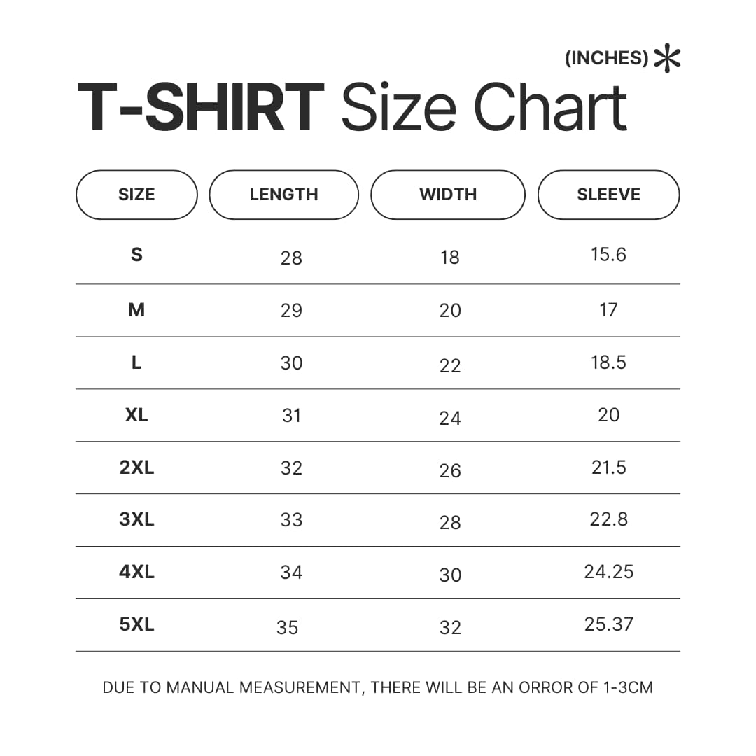 T shirt Size Chart - Photographer Gifts UK