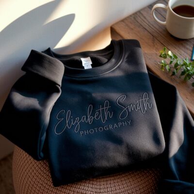 Photographer Name Logo Studio Embroidered Sweatshirt