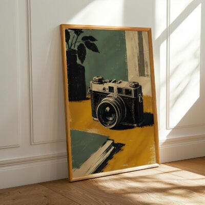 Photographer Camera Green Yellow Decor Wall Art