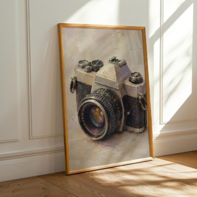 Photographer Oil Painting Beige Brown Wall Art