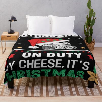 Christmas Photographer On Duty Cheese Throw Blanket