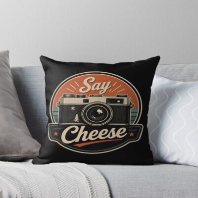 Say Cheese Photographer Camera Humor Throw Pillow