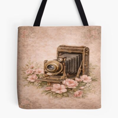 Vintage Camera With Rose Details Tote Bag